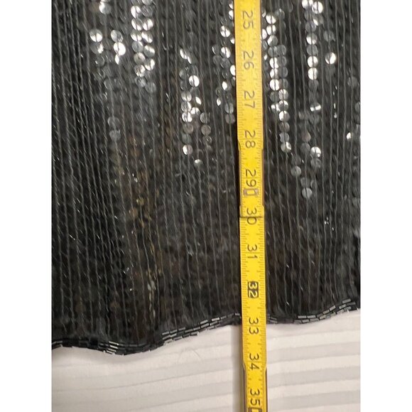 Black Fully Sequin Pencil Skirt 1X Elegant Partywear Midi Silk Loose Elastic - Picture 14 of 16